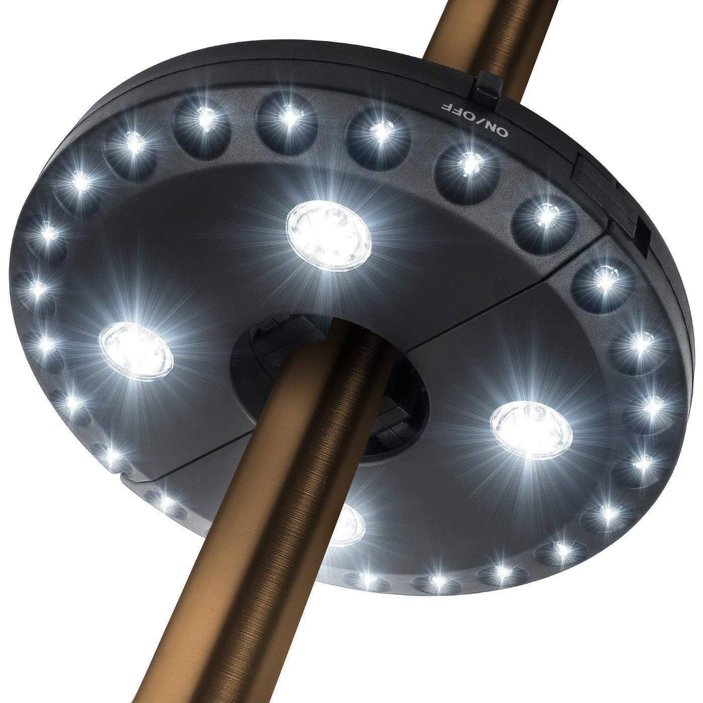 ELEPHANTBOAT LED Patio Umbrella Light with 28 LEDs for 2.5–3.5 cm Pole | Clip-On Ring Design