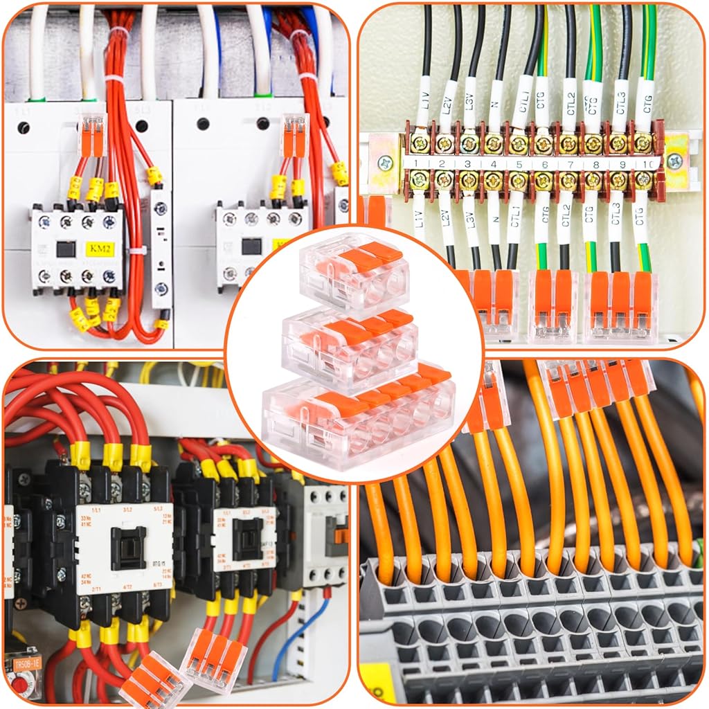 Serplex® 120PCS Cable Connectors Set with 2-Slot 3-Slot 5-Slot Configurations Lever Nut Assortment Splicing Connector Kit Electrical DIY Compact Wire for AWG 24-12