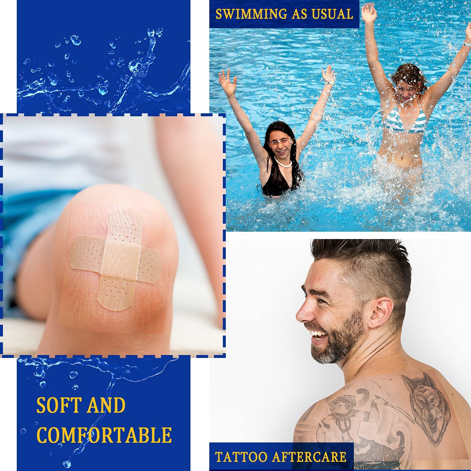 HANNEA® 2PCS Freely Cut Transparent Stretch Adhesive Bandage Dressing PU Film Wound Waterproof Sticker Good for Wound Healing Both for people or Pets Dressing Pads Tattoo Aftercare Bandage(6 * 393inch)
