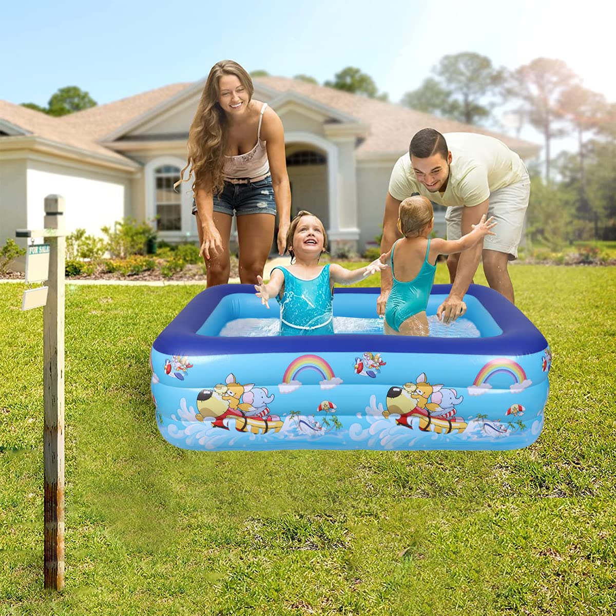 Proberos 150*100*55cm Baby Swimming Pool for Kids, Thicken PVC Inflatable Swimming Pool for Fun Indoor Outdoor Summer Activities