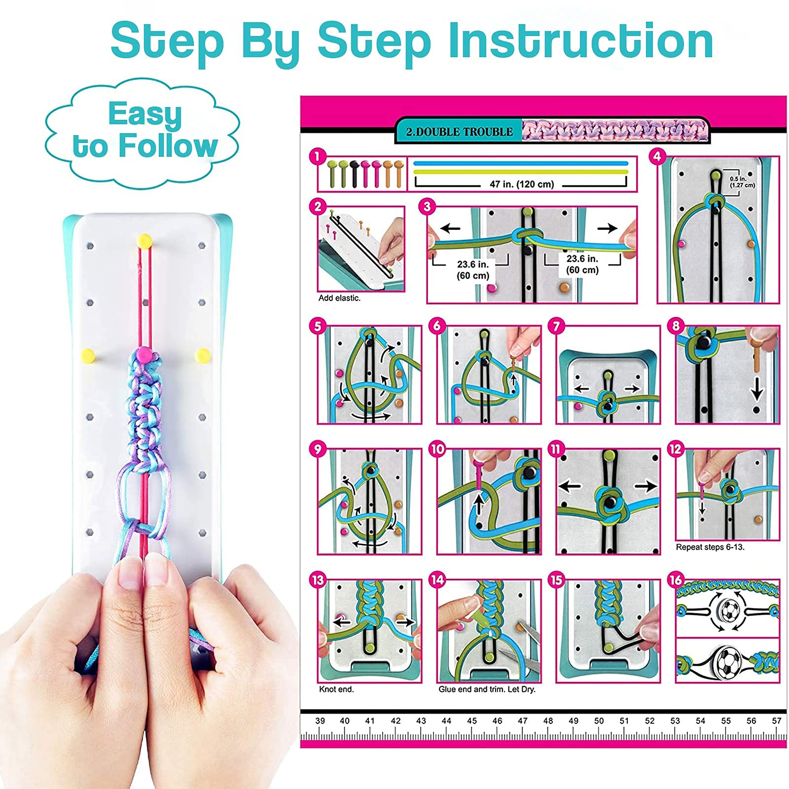 SNOWIE SOFT Friendship Bracelet Making Kit with 57PCS Loom Tool for Girls | DIY 12 Bracelets