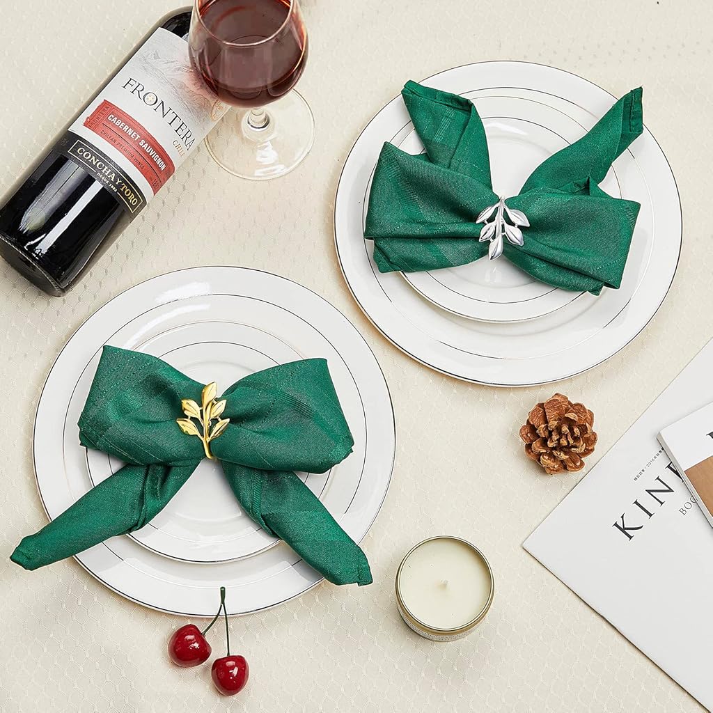 ZIBUYU® 24PCS Golden Leaf Napkin Ring Deluxe for Dining Table Wedding Feast Banquet Festival