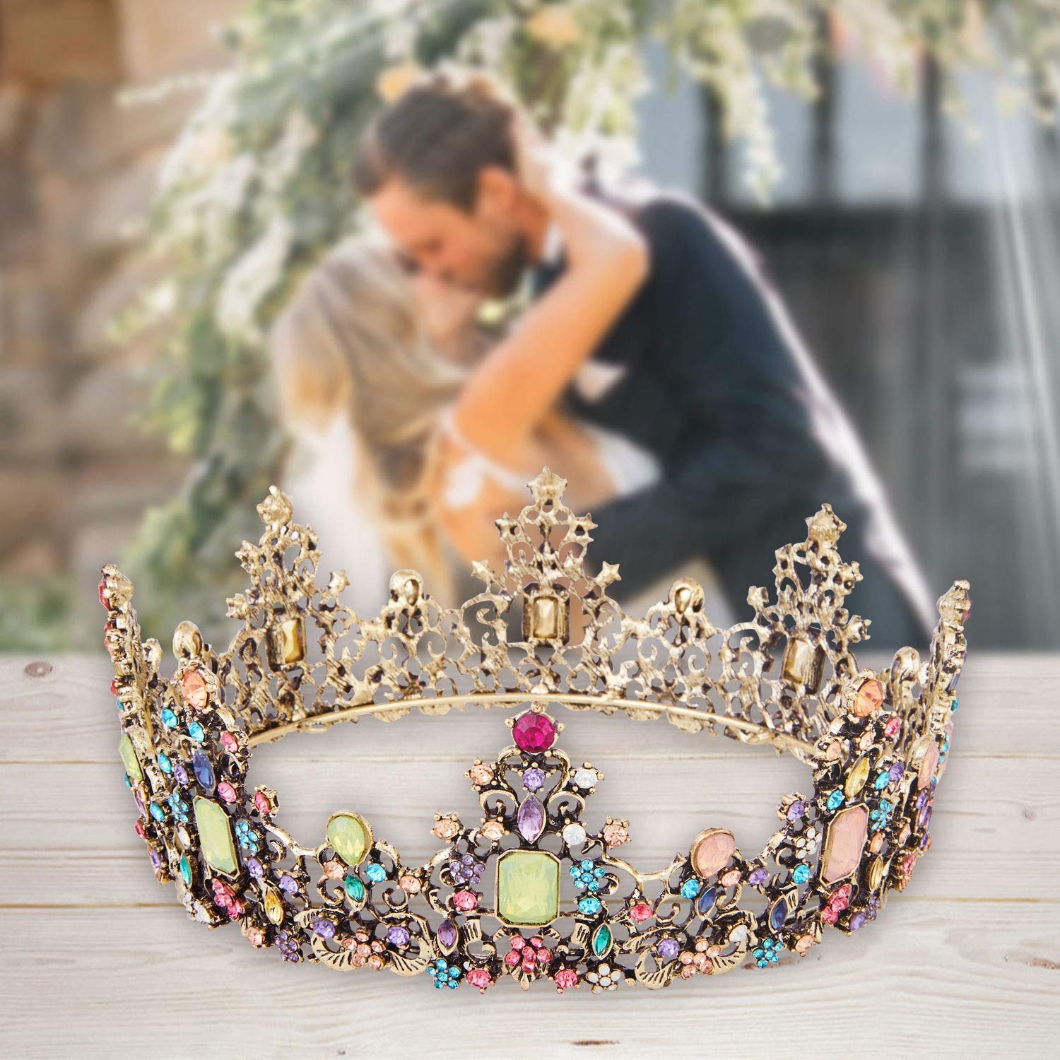 PALAY Women’s Crown for Costume Parties featuring Baroque Rhinestone Design 2.3 in Height