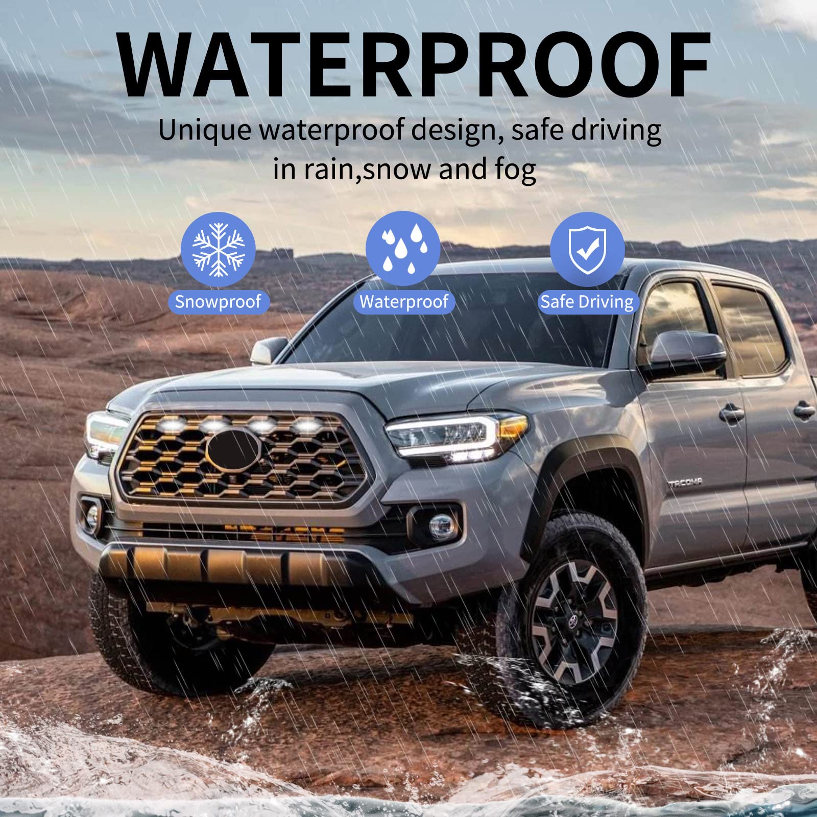 ZIBUYU LED Grill Light Kit for 2020–2022 Tacoma with 4pcs Lights and Waterproof PMMA Housing