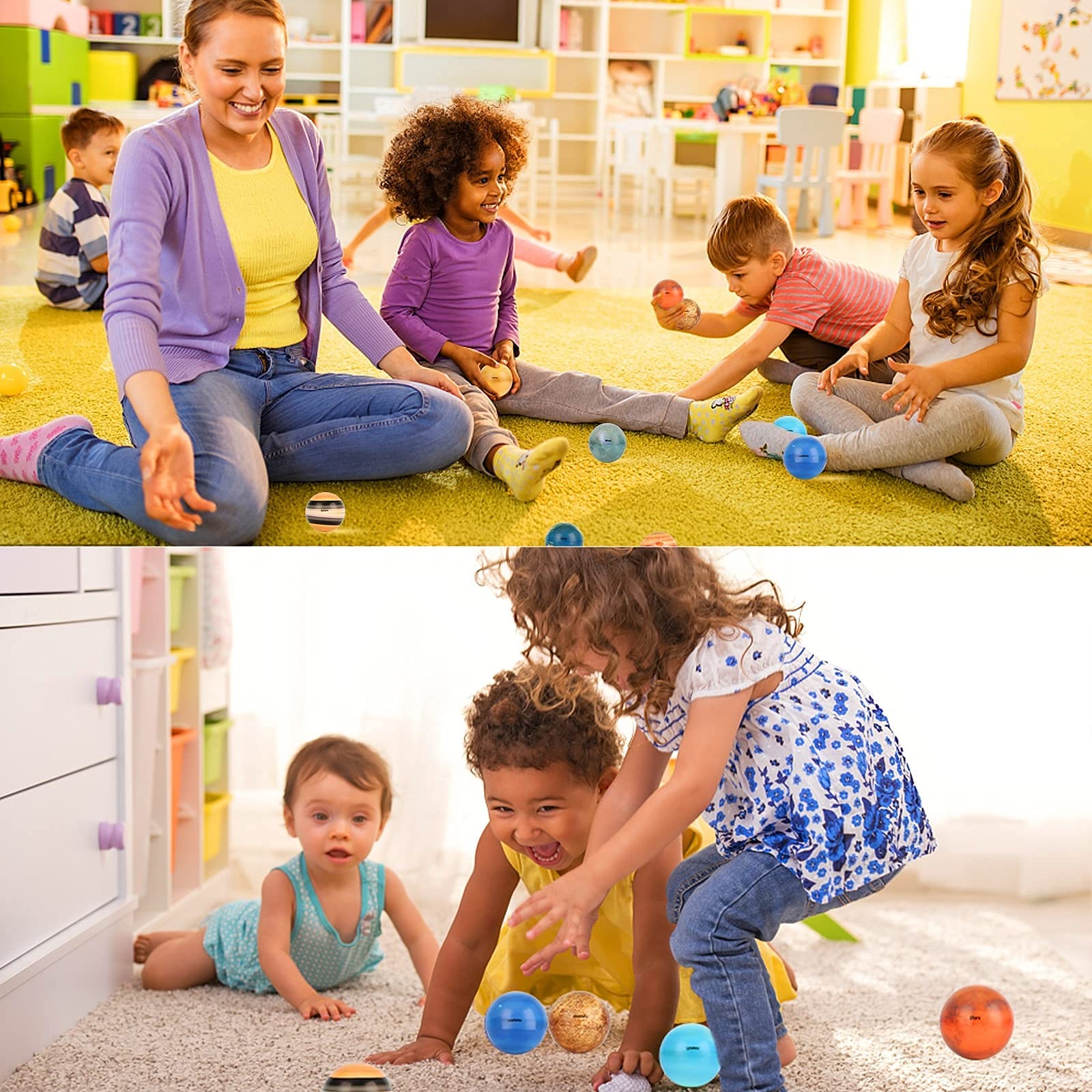 PATPAT Solar System Stress Ball Set for Learning and Sensory Play 10 Piece Beige Blue | Kids & Adults