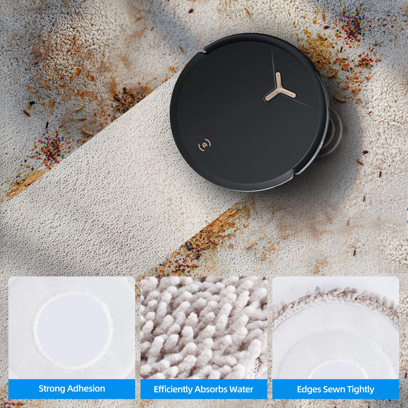 HASTHIP Replacement Parts for Ecovacs T50 PRO Omni Vacuum Cleaner with 9Pcs Kit | Includes Main Brush Side Brushes Filters Mop Cloth and Dust Bags