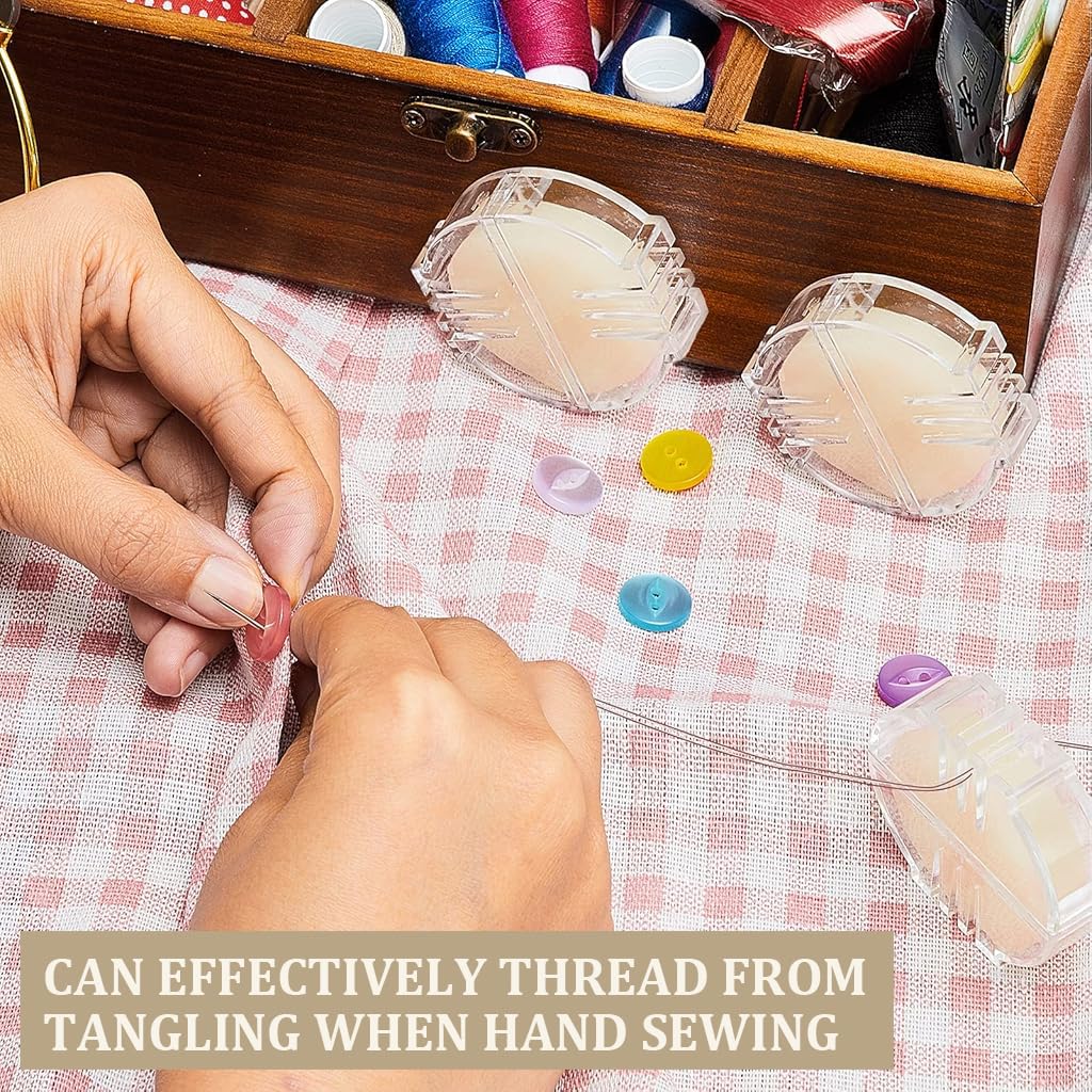 HASTHIP Thread Wax for Embroidery with Clear Case featuring 2×20g Natural Beeswax Discs