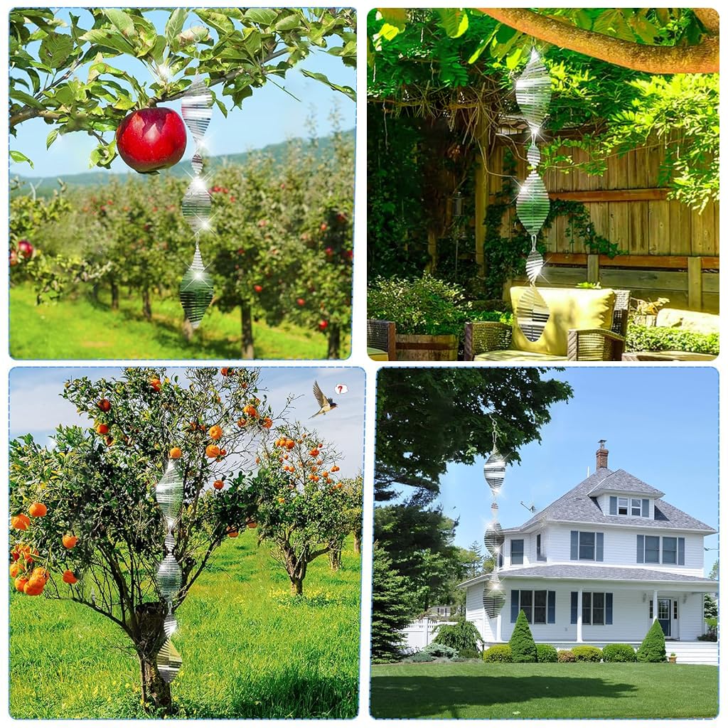 HASTHIP Bird Deterrent Reflective Hangings for Balcony and Garden featuring 45cm Rotatable Metal Spirals | Outdoor Bird Repellent Decor