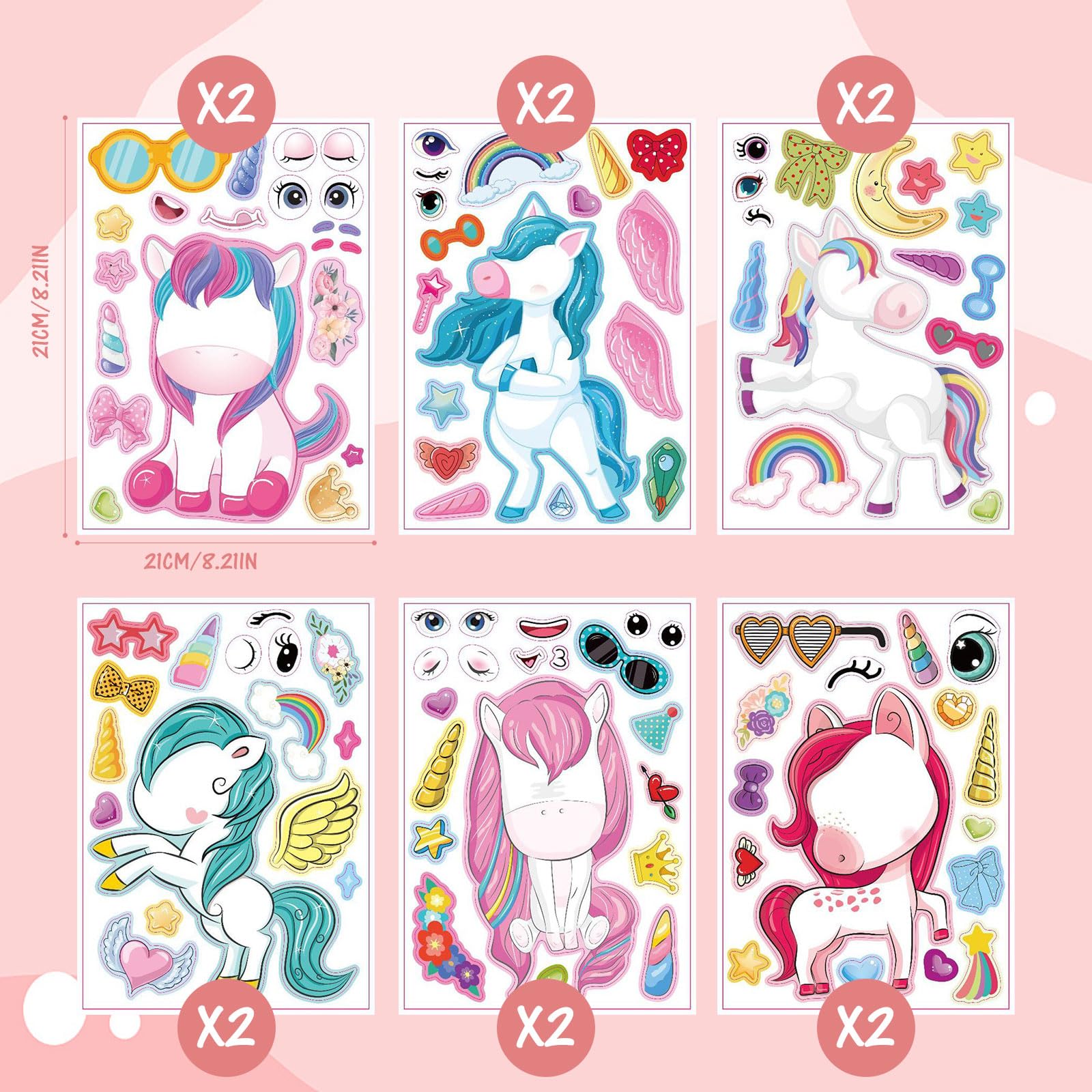 PATPAT® 24 Sheet DIY Unicorn Stickers MakeYour Own Unicorn Stickers DIY Stickers Puzzle Stickers for Kids Fun Unicorn Puzzle Stickers