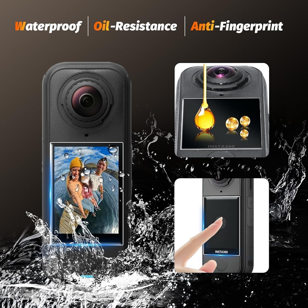 ZORBES® Compatible with 360 X4 Air, Action Camera Screen Protector 9H Hardness HD Clear Tempered Glass, Bubble Free Application, Protective Film for Action Camera Display, Pack of 3