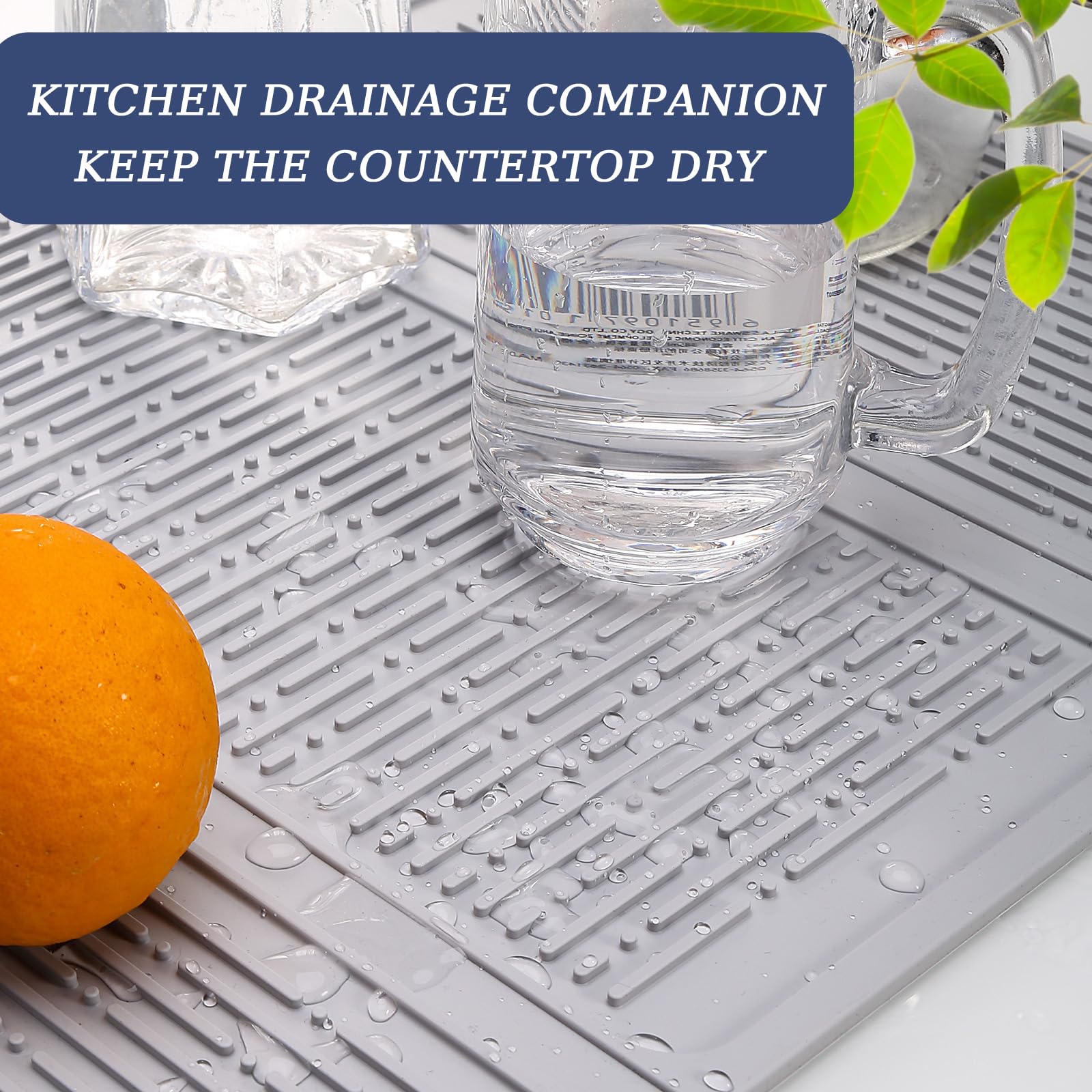 Supvox Silicone Dish Drying Mat for Kitchen Utensils 24 x 13 featuring Collapsible Trifold Design