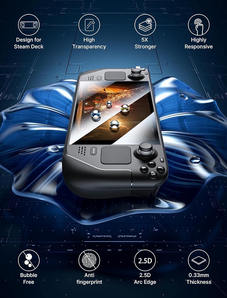 JSAUX® 2-Pack Steam Deck Screen Protector Ultra HD Glass 9H Hardness Guiding Frame Scratch Resistant Tempered Screenguard with Toolkits 2PCS