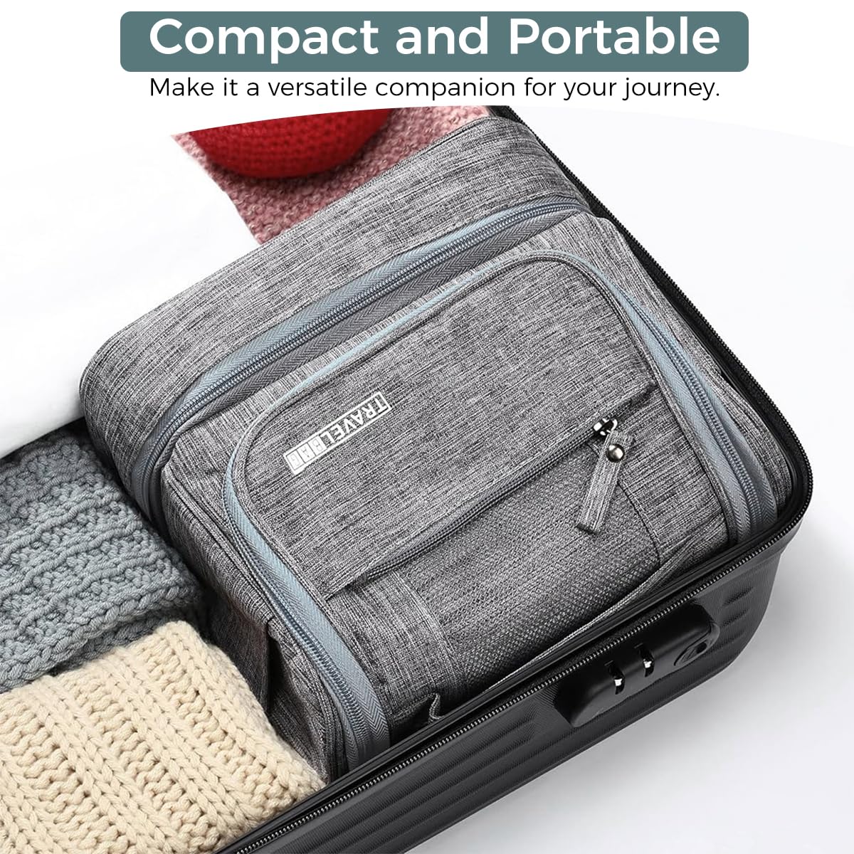 ZIBUYU Toiletry Bag for Travel featuring Double Layer 24x21x13cm Design | Waterproof Nylon