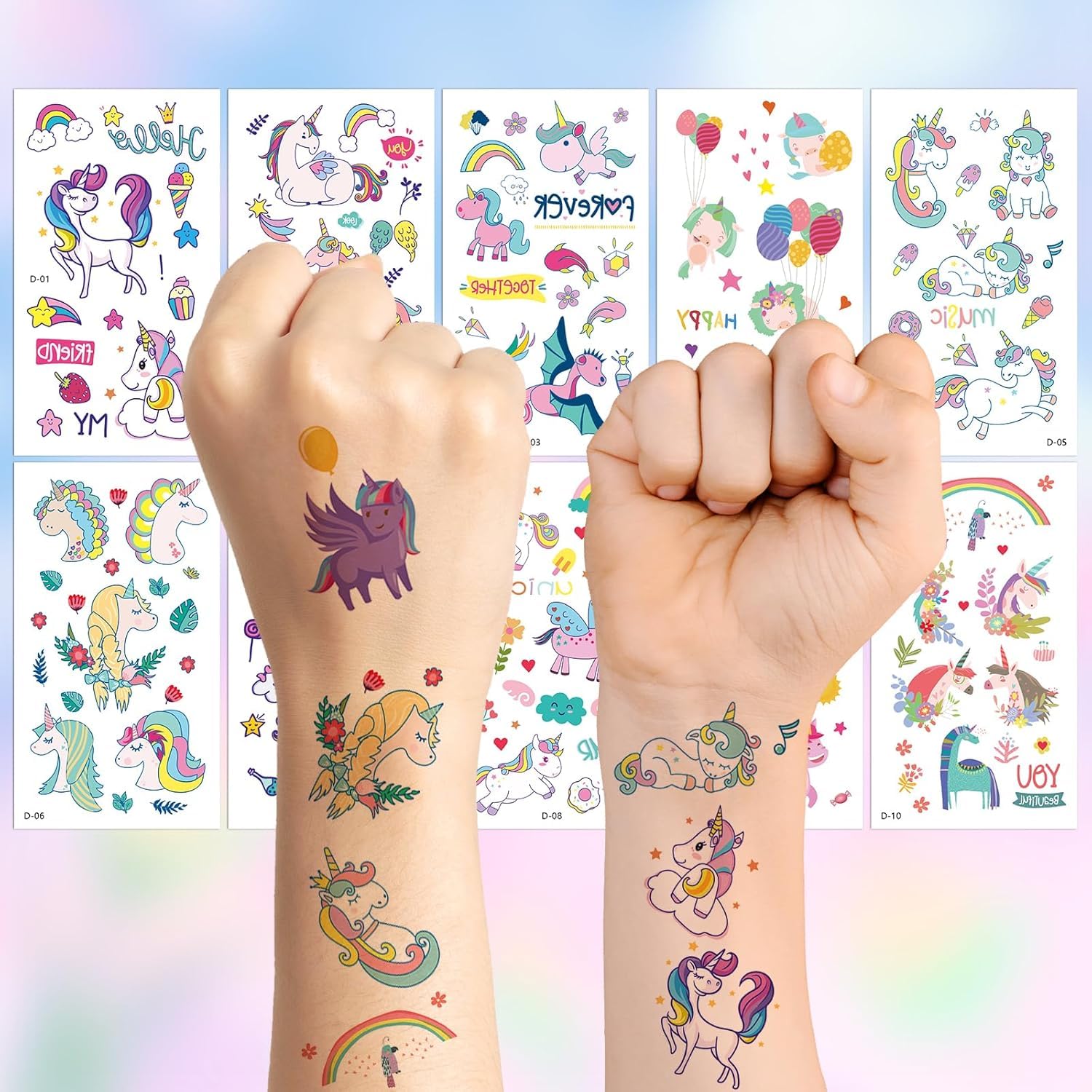 MAYCREATE Temporary Tattoo Stickers for Kids Party with 10 Sheets 7.5×11cm | Night Glow Astronaut Theme