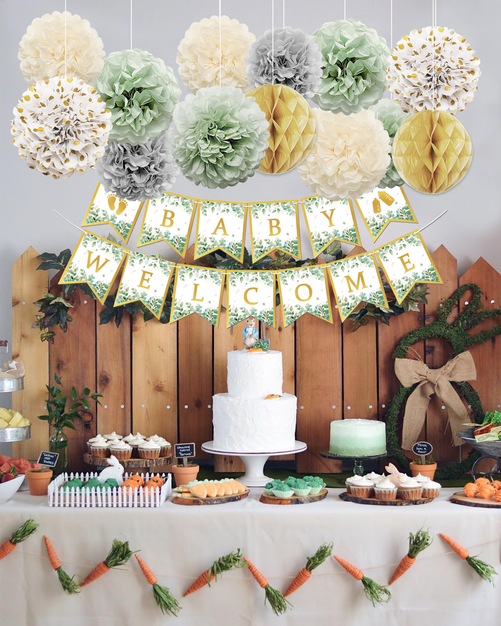 ZIBUYU Baby Welcome Banner for Baby Shower and Home Decoration | Golden Letter Flag