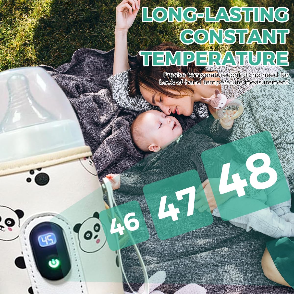 SNOWIE SOFT Milk Bottle Warmer Sleeve with 21 Temperature Settings and LCD Display | USB Heating Wrap for Baby Feeding