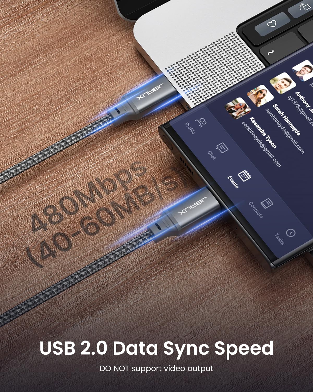 JSAUX USB C to USB C Cable for Fast Charging and Data Sync 100W 5A 10ft Nylon Braided | 3 Pack