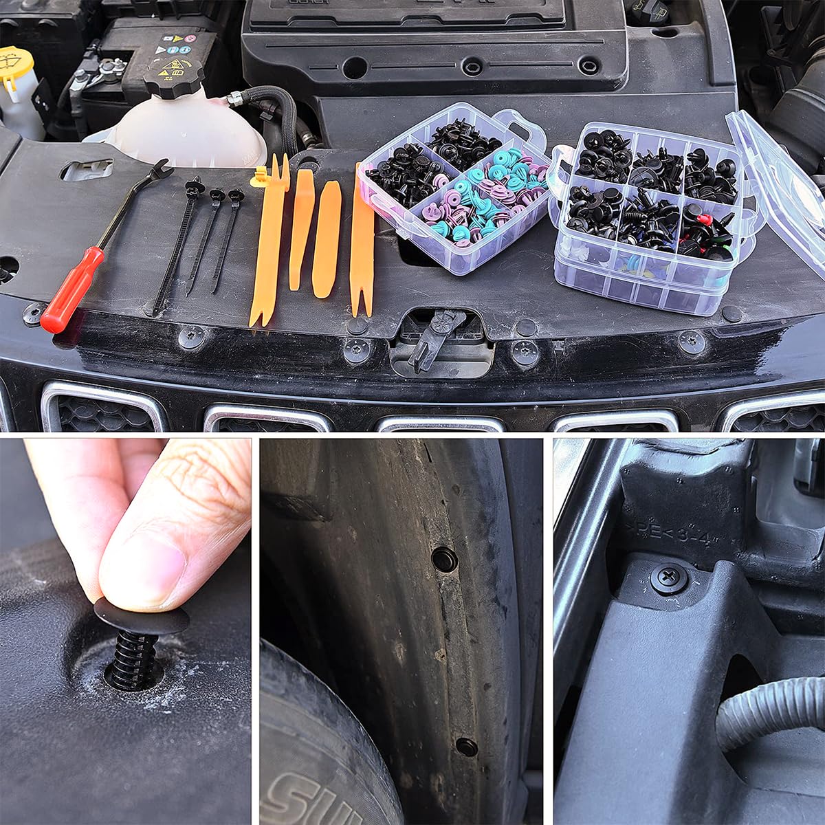 Serplex Car Retainer Clips Set for Bumper and Door Panel Repair with 725 pcs & Nylon Tools