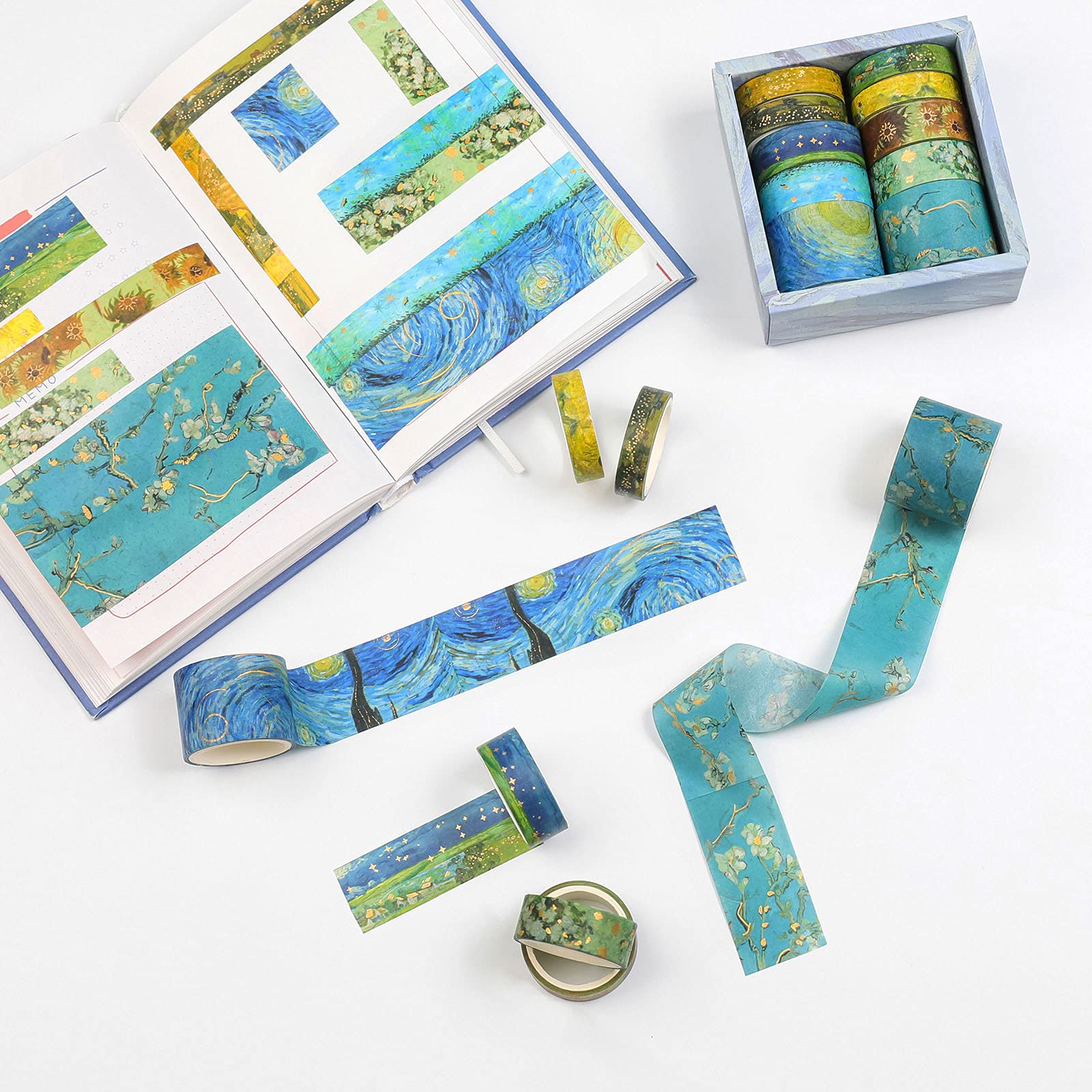 HASTHIP 10 Roll Washi Tape Countryside Oil Painting Washi Tape Set Aesthetic Decorative Tape Perfect for Bullet Journal, Scrapbook,Junk Journal,Albums