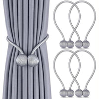 HASTHIP® 4Pcs Magnetic Curtain Tieback Curtain Clips Rope Holdbacks Curtain Weaving Holder Buckles for Home Office Decoration, Grey