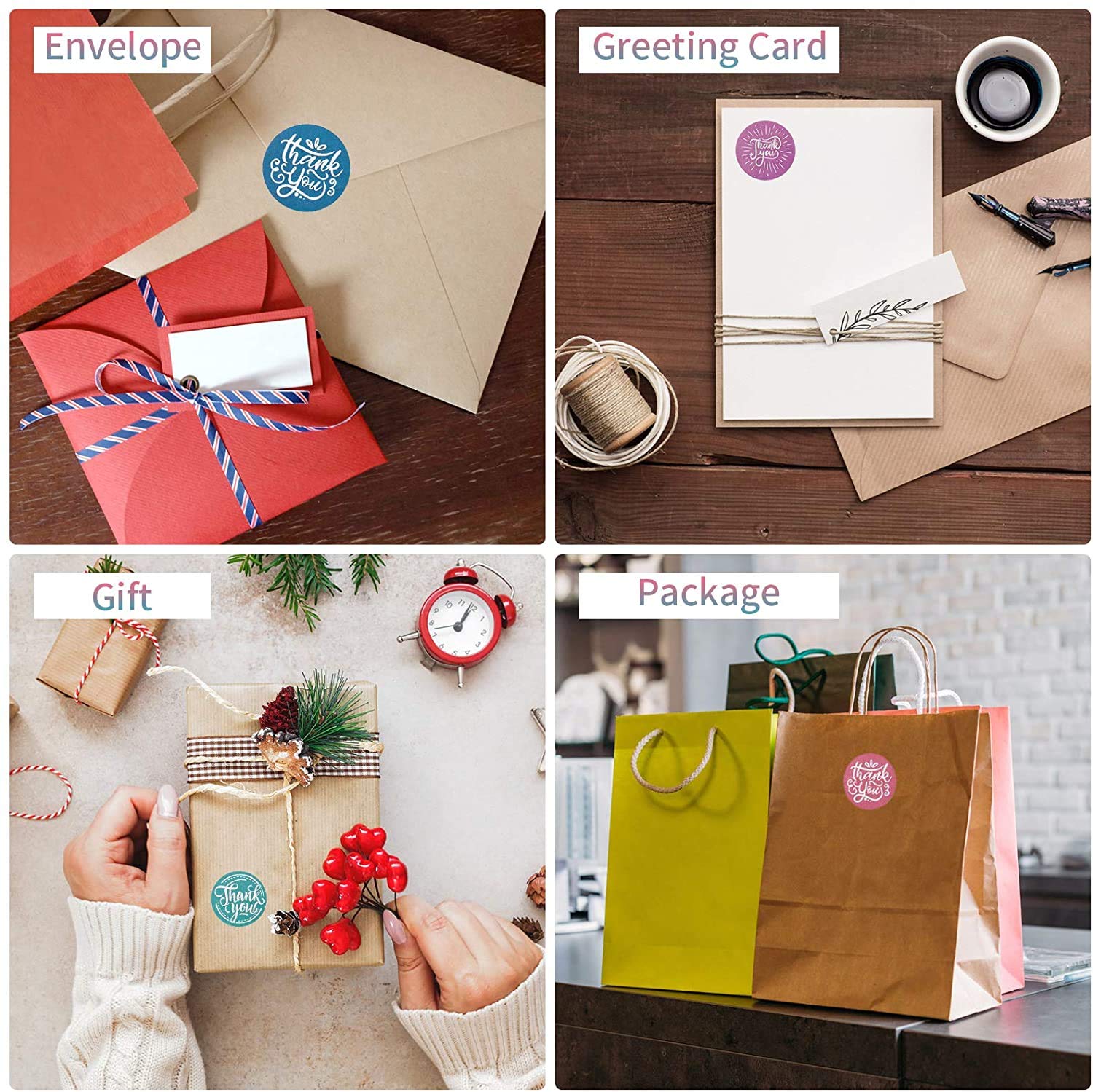 HASTHIP Thank You Stickers for Gift Bags and Envelopes with Strong Adhesive 500pcs | 8 Floral Designs