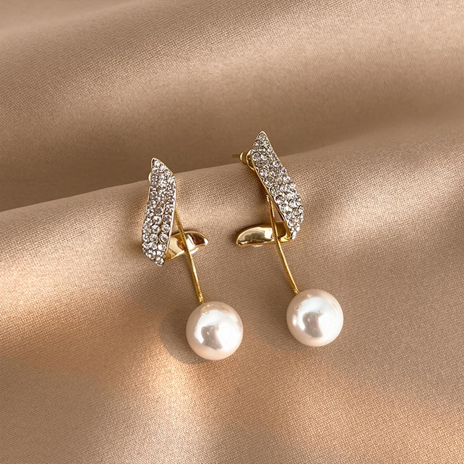 Zibuyu Vintage Pearl Dangle Earrings for Women featuring Rhinestone Drops | Elegant Acrylic Pearl Jewelry for Daily and Evening Wear