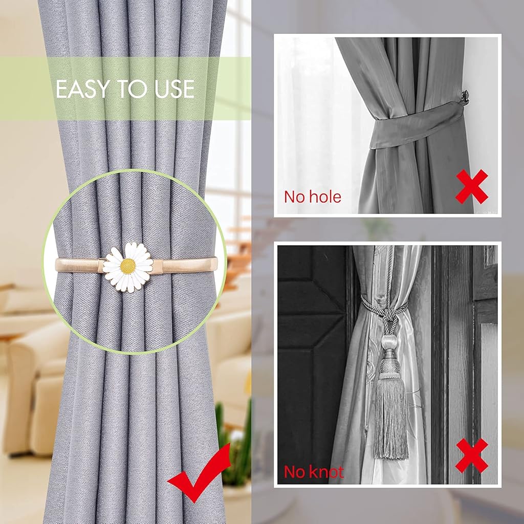 HASTHIP® 2PCS Curtain Tiebacks Adjustable Decorative Alloy Drape Holdbacks Modern Simple Style Curtain Holders Tieback Wall for Window Drapery