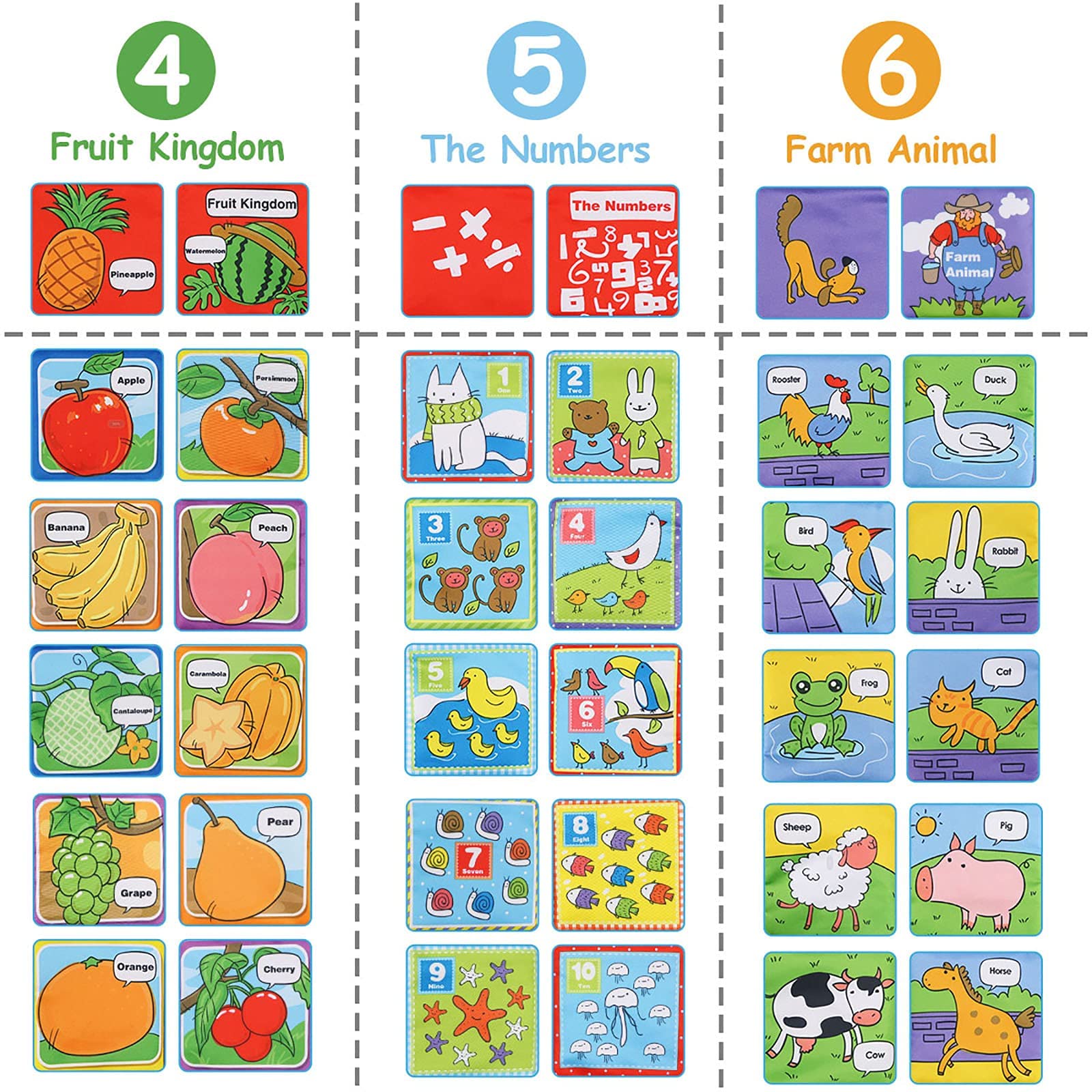 SNOWIE SOFT Cloth Books for Babies with Crinkle Sound Paper and 6 Learning Themes | Gift Box Set