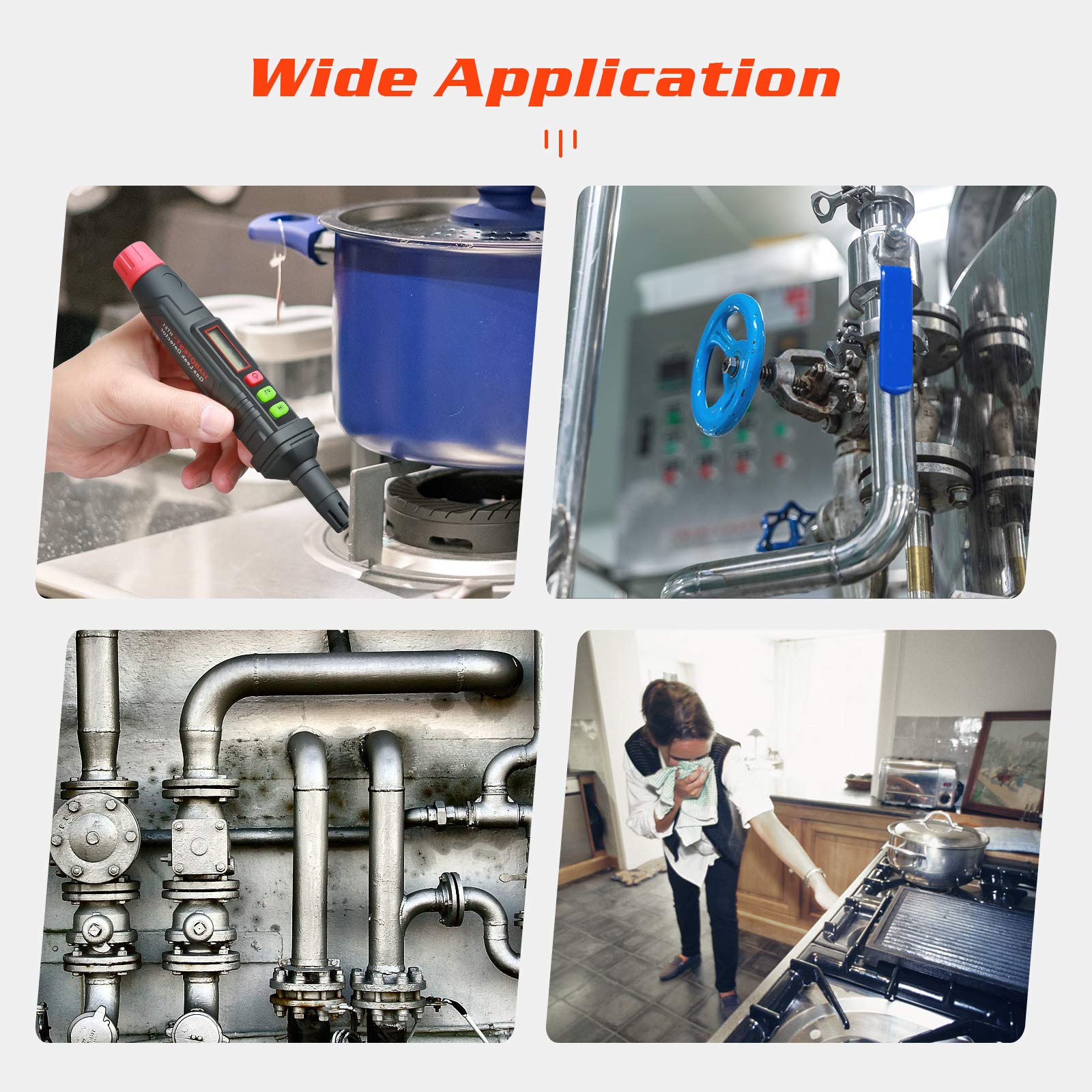 Portable LCD Gas Leakage Detector for Home with Dual Alarm and Adjustable Sensitivity | Detects Methane Propane Butane Carbon Monoxide up to 1000ppm