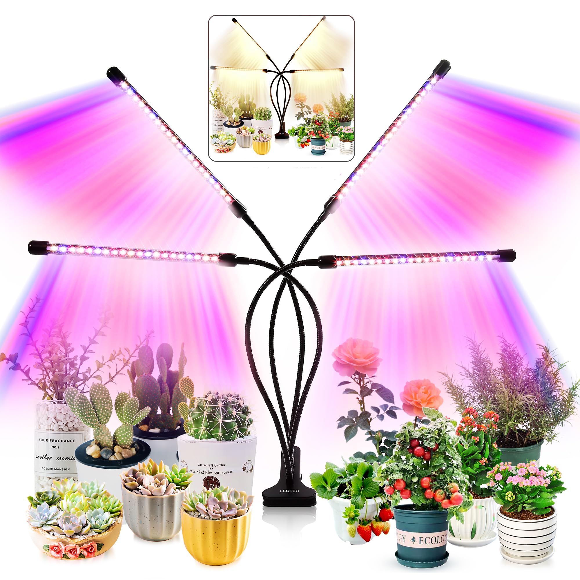 HASTHIP® Grow Light for Indoor Plants - Upgraded Version 80 LED Lamps with Full Spectrum & Red Blue Spectrum