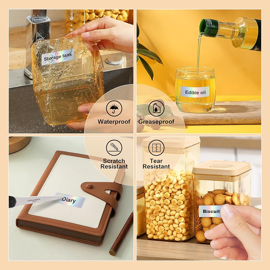 Zeitel® Mini Label Printer Machine Adhesive Sticker 480PCS/roll 12x40mm Thermal Paper Compatible with D30 Portable Tapes for Office Holographic Silver