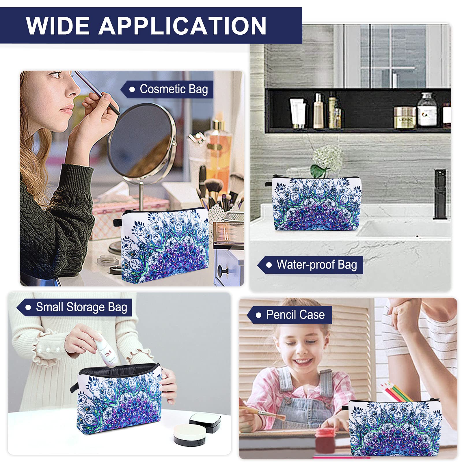 Venzina Travel Makeup Bag for Women with Large 7.08×5.35 in Capacity and Polyester Fabric | Portable Cosmetic Organizer for Toiletries