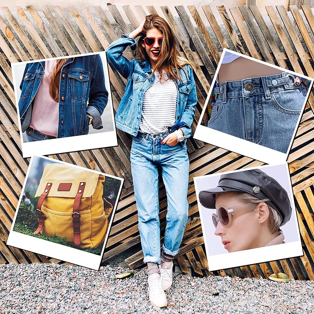 HASTHIP Detachable Buttons for Jeans 13pcs for Waist Adjustment with Metal No Sew Pins | Replacement Kit