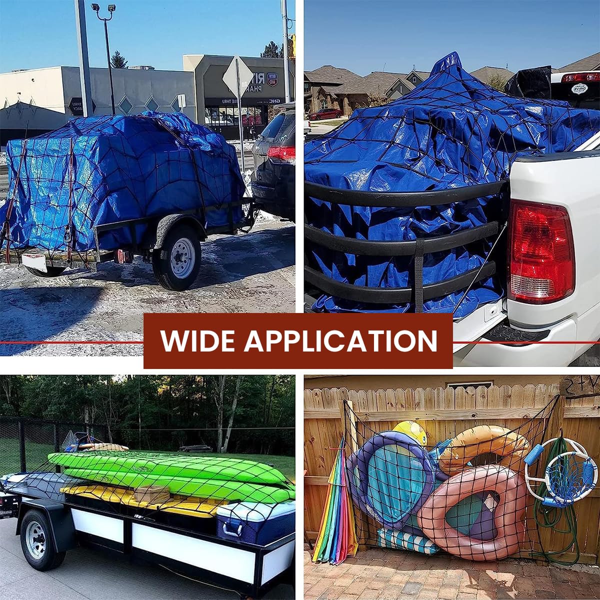 STHIRA Elastic Cargo Net for Vehicles 47.2x35.4 in with 12 Plastic Hooks | Weather‑Resistant Mesh for Trucks and SUVs