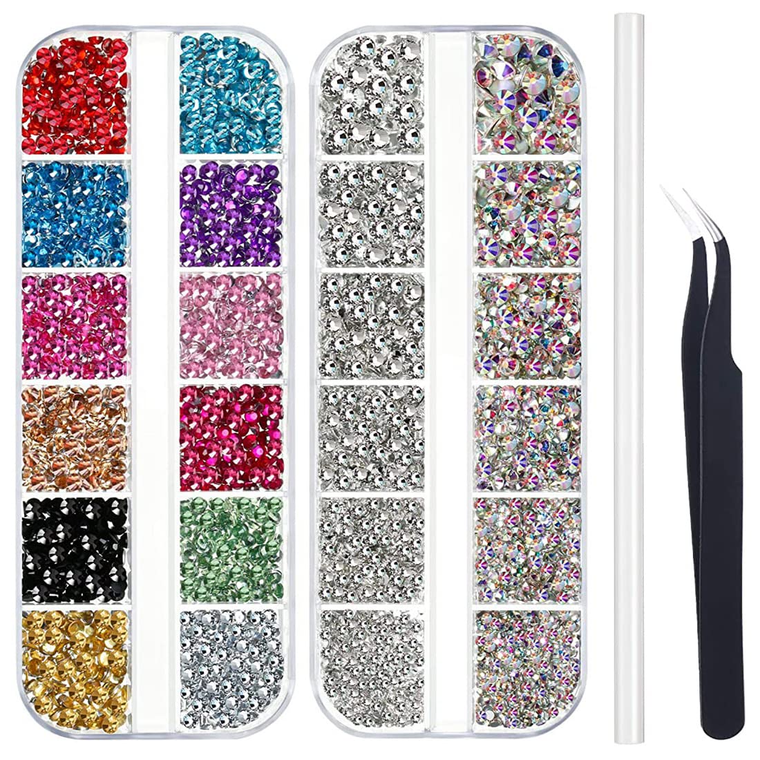 MAYCREATE® Nail Art Rhinestones Kit Colorful Rhinestones Nail Design Tools Kit Multi Shapes Flatback Round Bead with Pickup Pen + Tweezer for DIY Manicure Craft Decoration Nail Art Salon