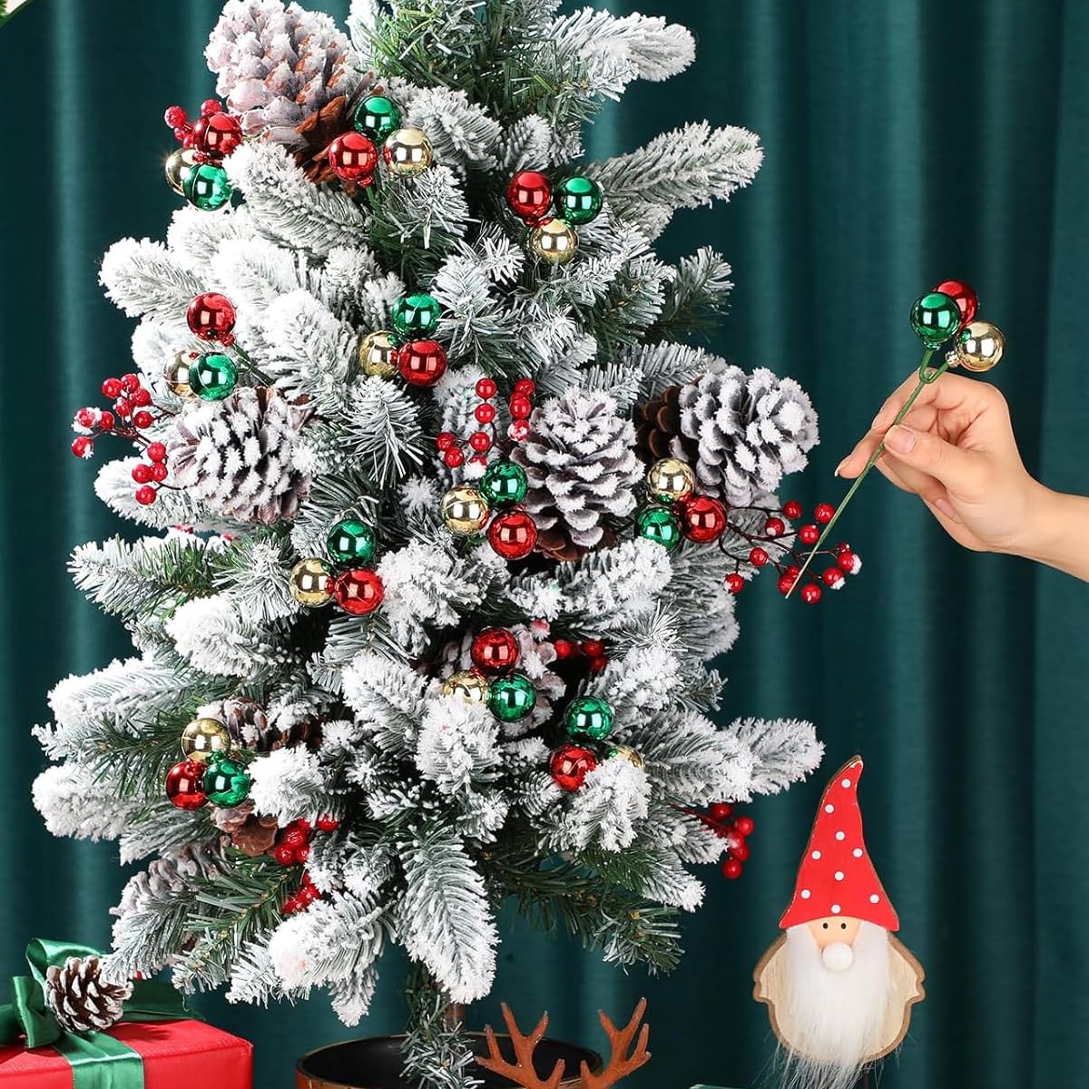 HASTHIP Christmas Ball Ornaments for Tree featuring 12 picks in red green and gold | festive home and DIY crafts décor
