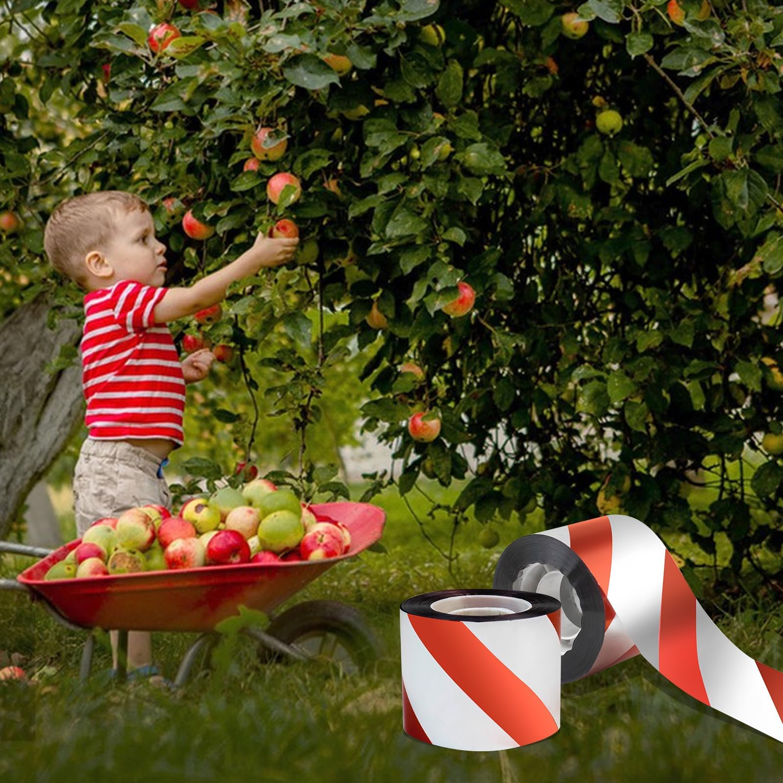 Supvox Bird Scare Reflective Tape for Balcony and Garden with Double Sided Red Silver 2.4cm x 300m Roll | Humane Outdoor Bird Repellent