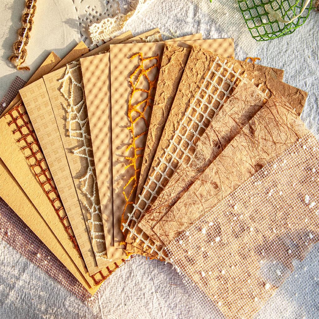 HASTHIP Scrapbook Paper for Journaling and Card Making with 16 Textured 10x14cm Sheets Brown