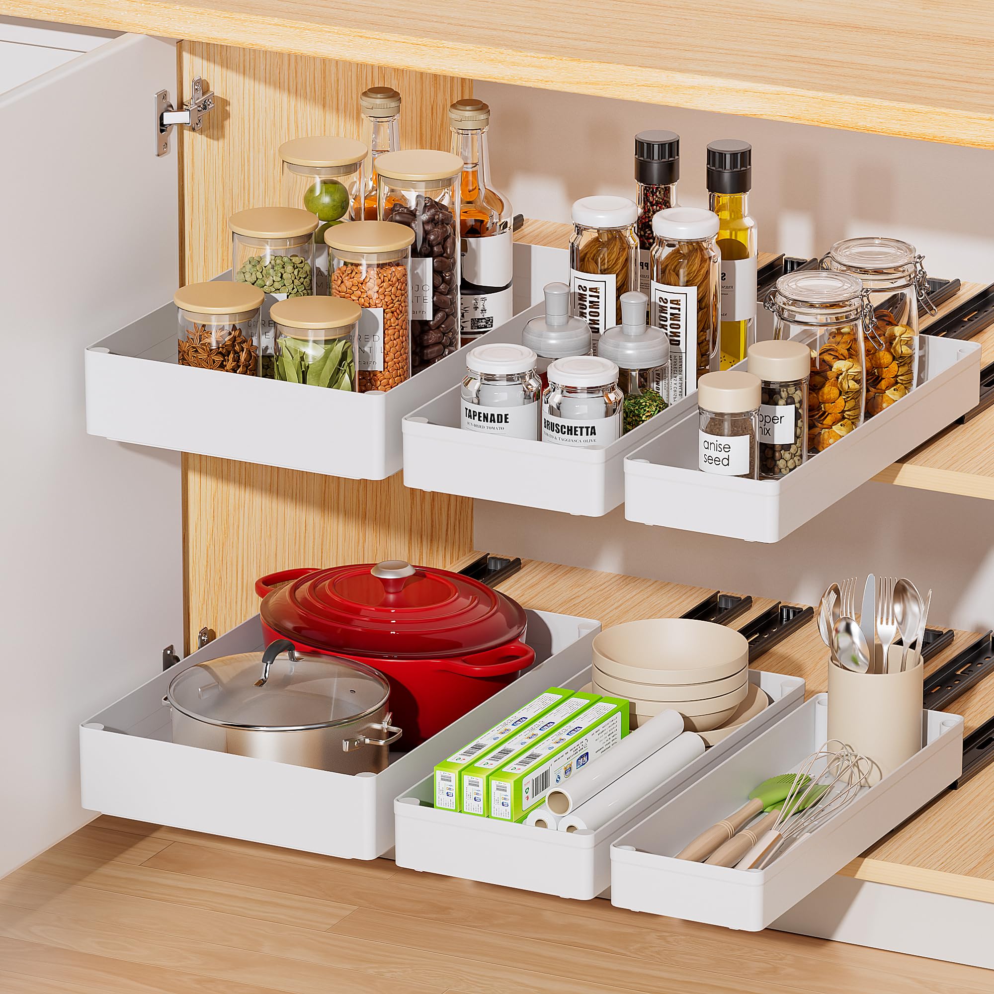 HASTHIP® 3 Pack Pull Out Cabinet Organizer, 15.7