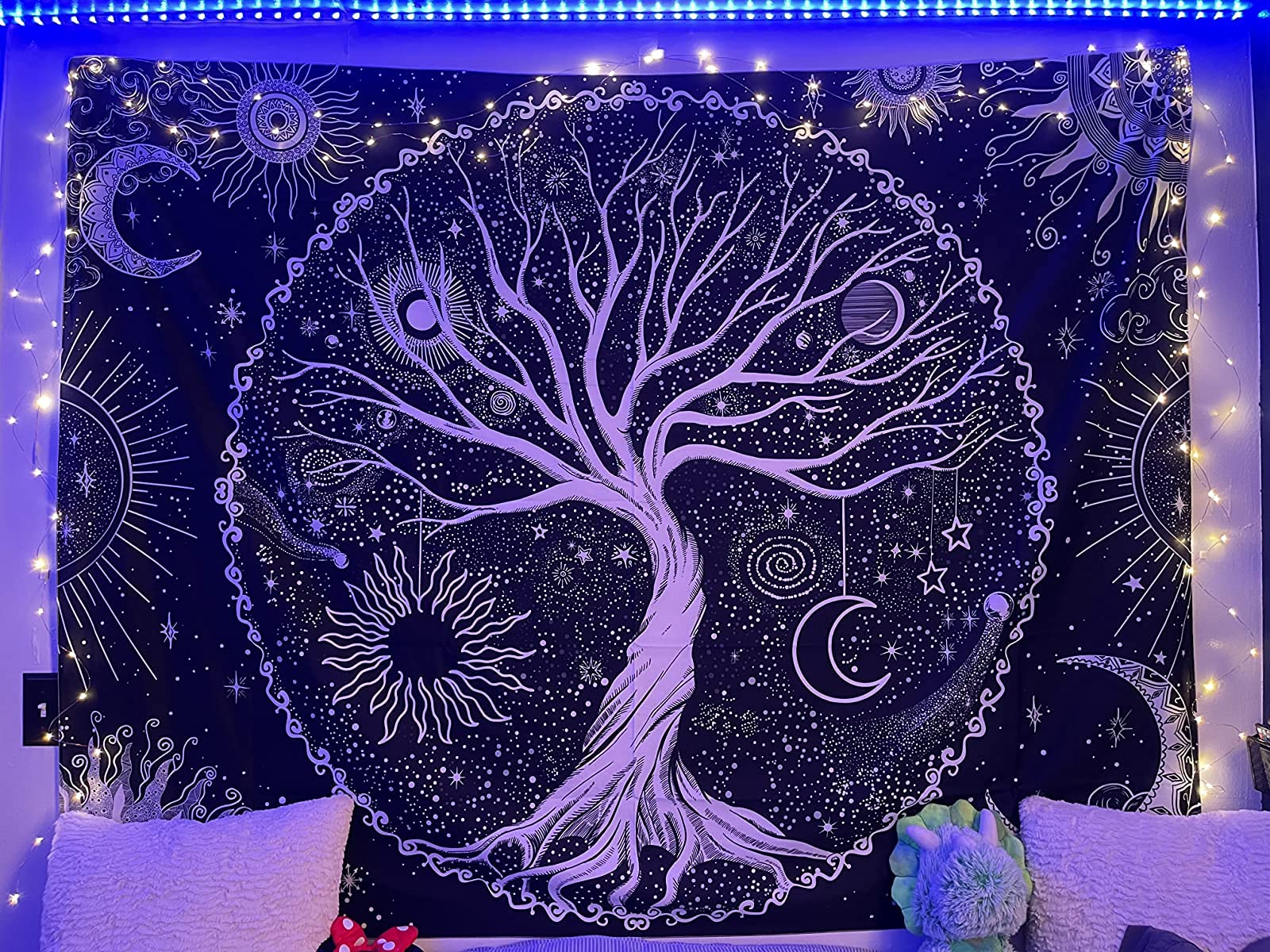 HASTHIP Tree of Life Tapestry for Bedroom with Black and White Galaxy Design 50×60 in 2PCS