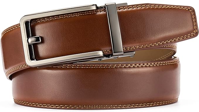 ZIBUYU® Leather Belt for Men Formal, Adjustable Zinc Alloy Buckle Men Belts, Waistband Up To 130Cm/51Inches Casual Business Pu Belt for Men Jeans Perfect for Formal And Casual Wear, Birthday Gift