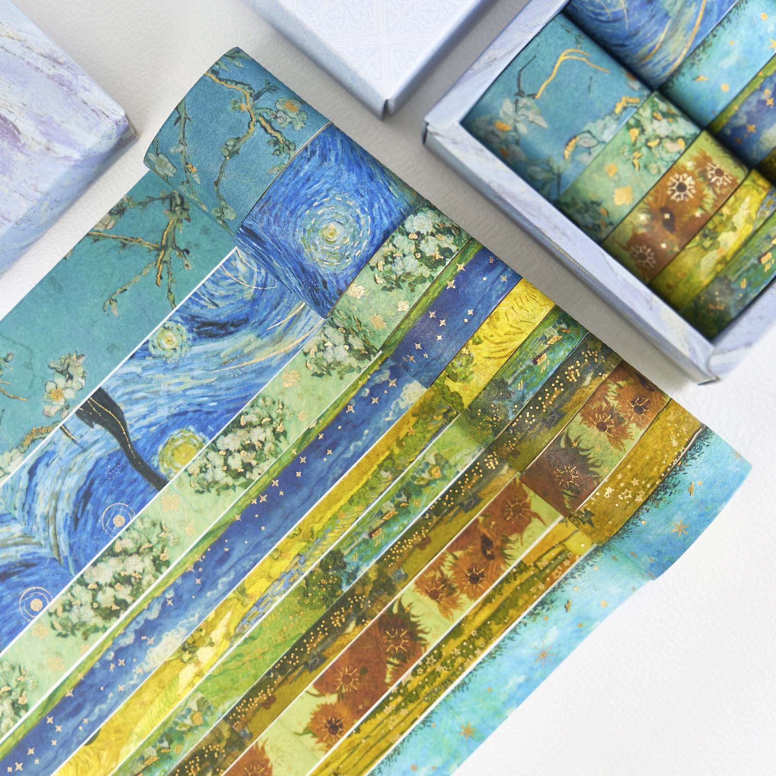 HASTHIP Washi Tape Set for Journaling and Scrapbooking with 10 Rolls 3 m Each | Aesthetic Countryside Oil Painting Designs