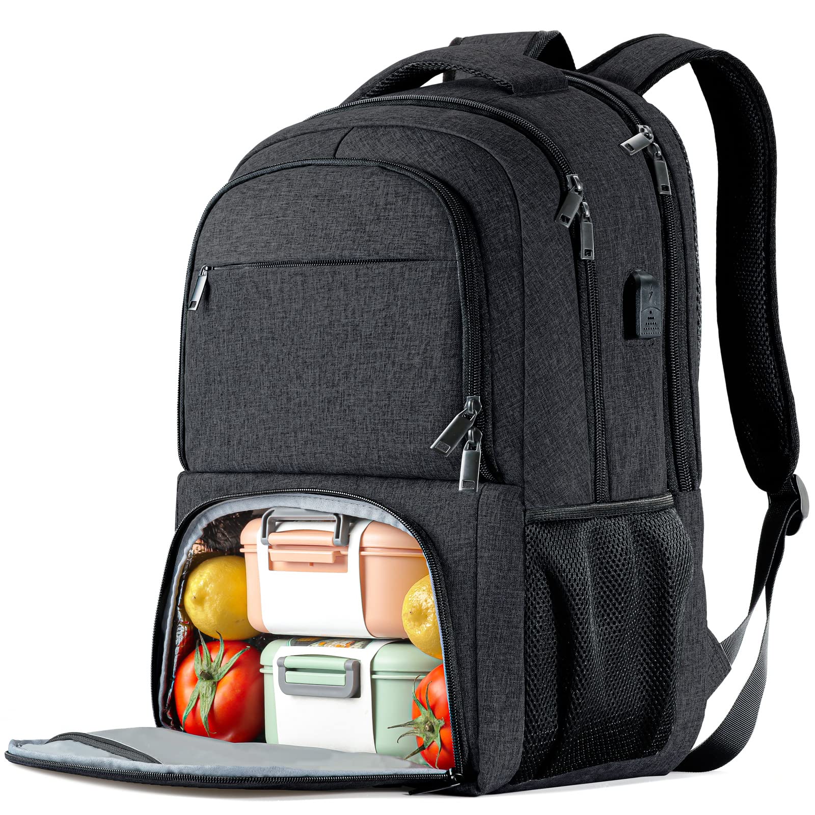 GUSTAVE® 17.3 Inch Laptop Backpack Hiking Backpack with Insulated Food Waterproof Compartment, Multi-Layer Zipped Backpack Hiking Backpack Outdoor Backpack for Travel, Commutes, 33x22x49cm