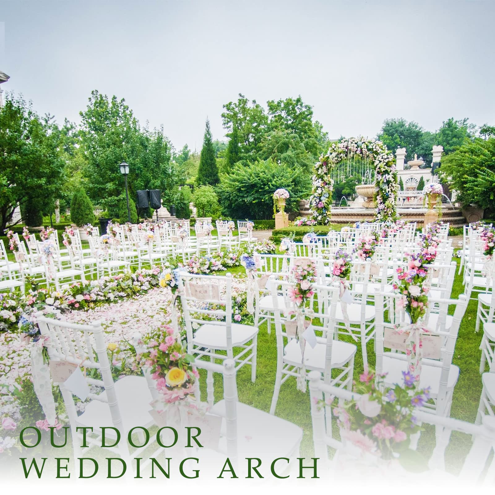 HASTHIP Metal Plant Stand for Garden with 240x140x37cm Arch Trellis Frame | Black Steel Outdoor Décor