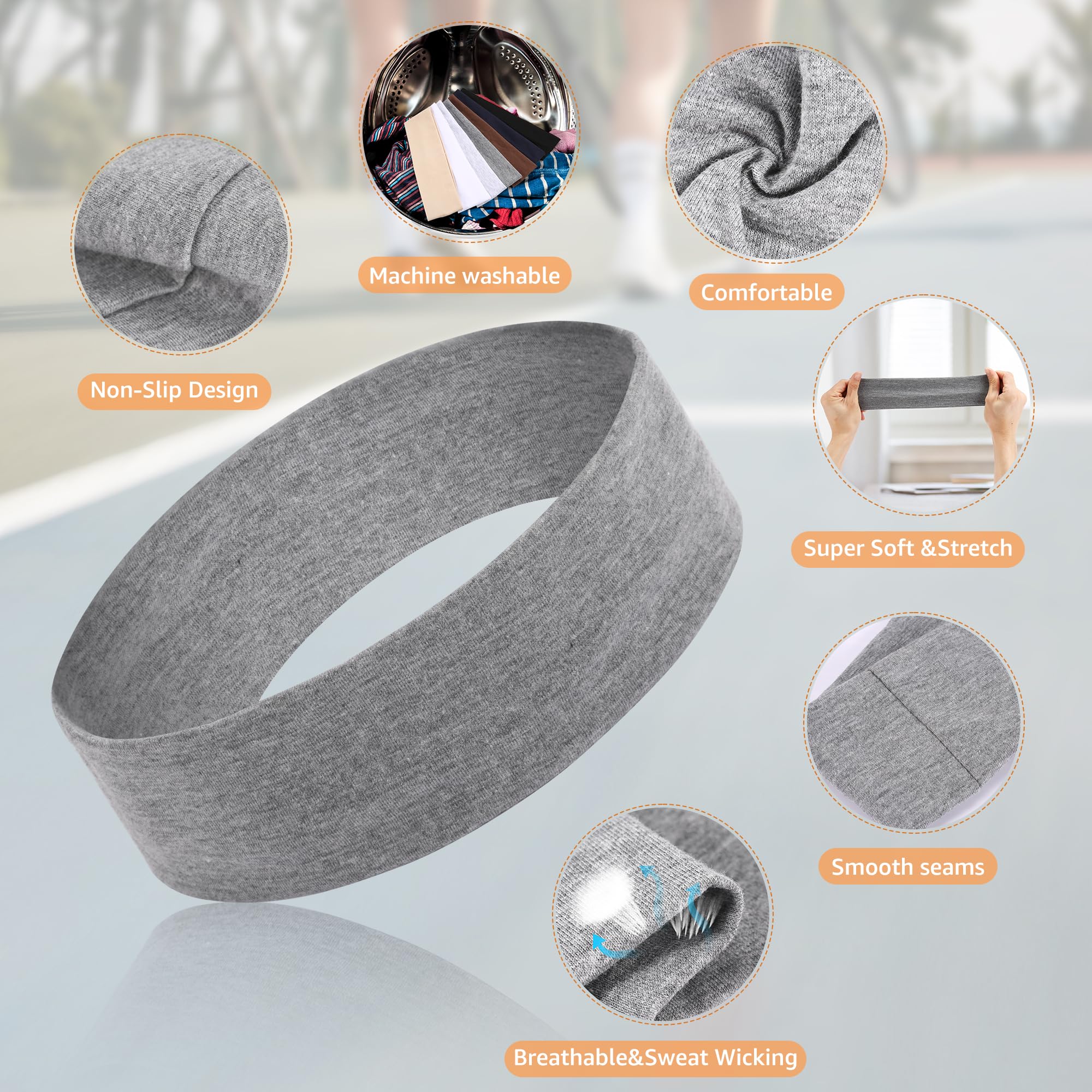 ZIBUYU Head Band for Men for Workout and Running featuring Elastic Non Slip Fit | 6PC Breathable Spandex Set