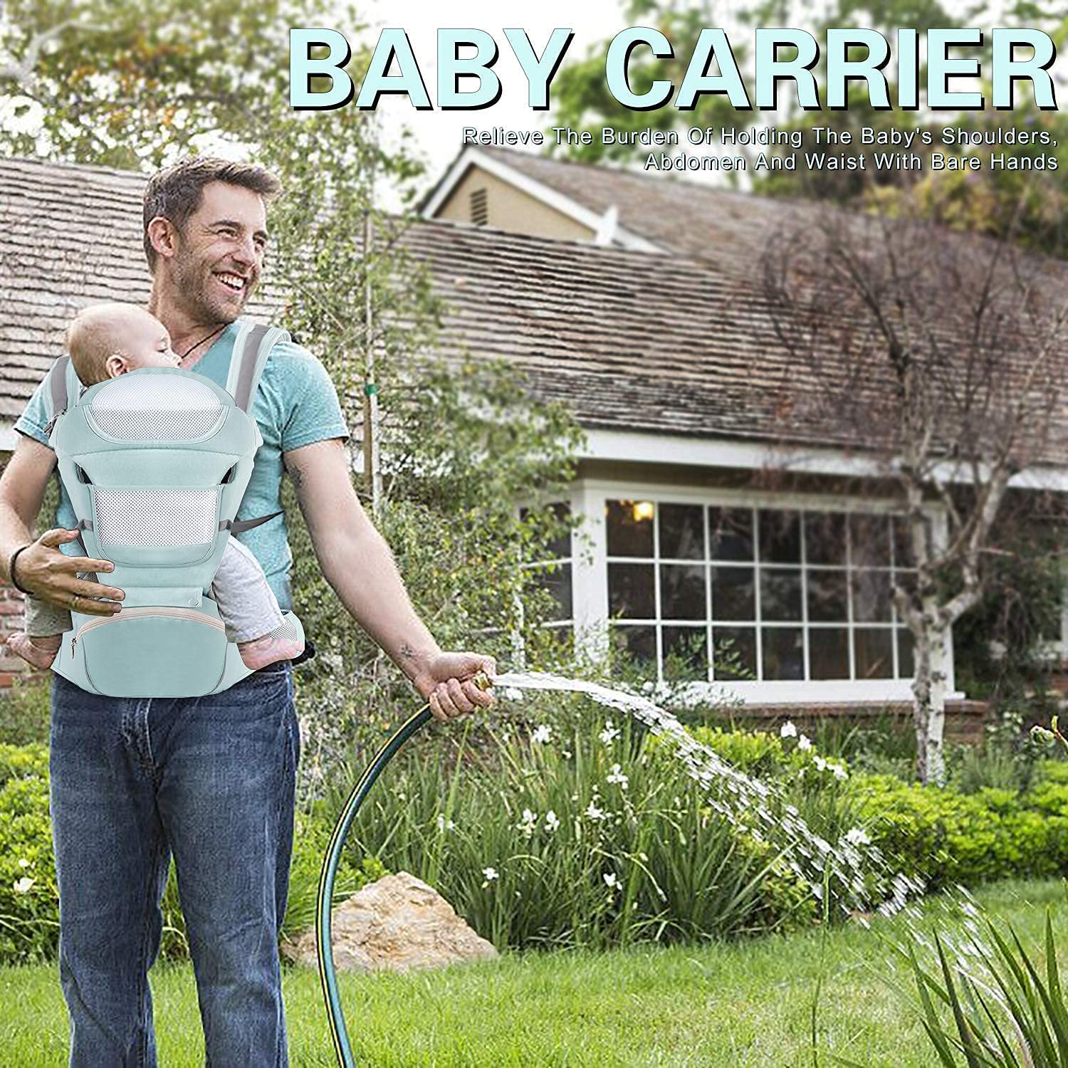 SNOWIE SOFT Baby Carrier with Lumbar Support and 6‑in‑1 Ergonomic Design for 30 kg | Breathable Cotton & Reflective Safety Strip