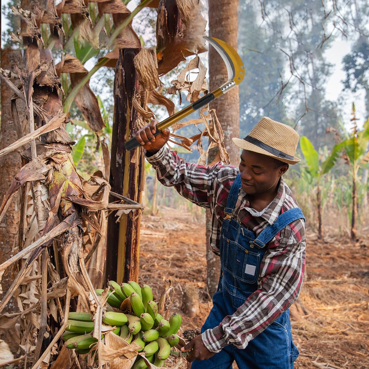 Sickle 18 Inch Heavy Duty Hand Weeder for Gardening with 7.48 in Carbon Steel Blade and Ergonomic Anti Slip Handle