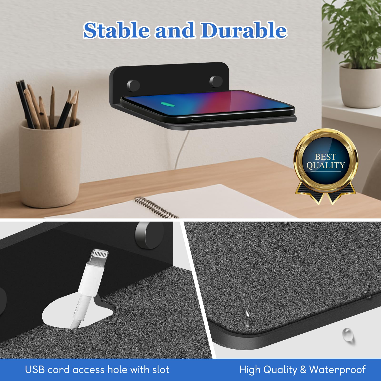 ZORBES Wall Shelf Speaker Stand for Bluetooth Speakers featuring Anti Slip Pad and Screw Mount 11x10.5cm Acrylic Design