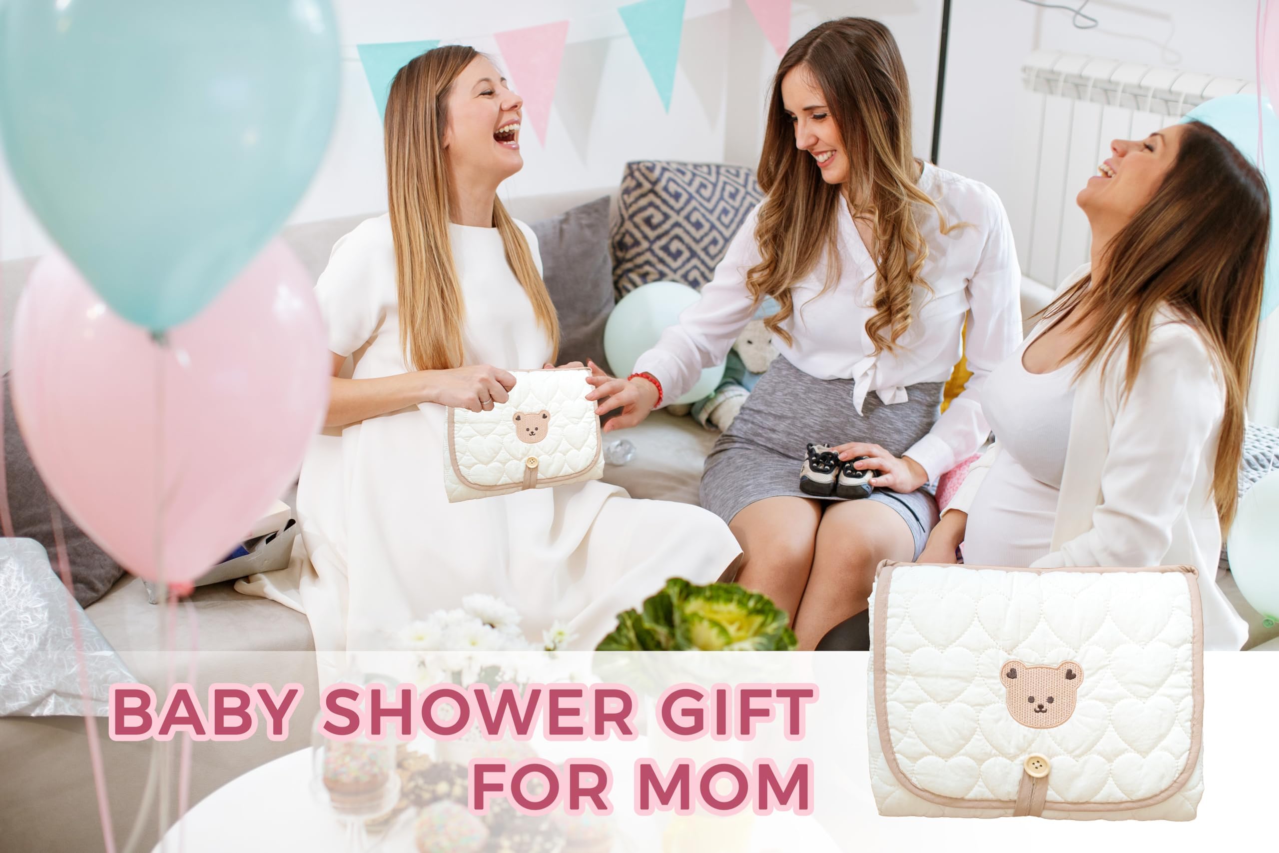 SNOWIE SOFT Diaper Changing Mat for Baby with 19.6 x 27.5 in Waterproof Lining and Foldable Design | Oxford Fabric Pad for Travel and Home Use