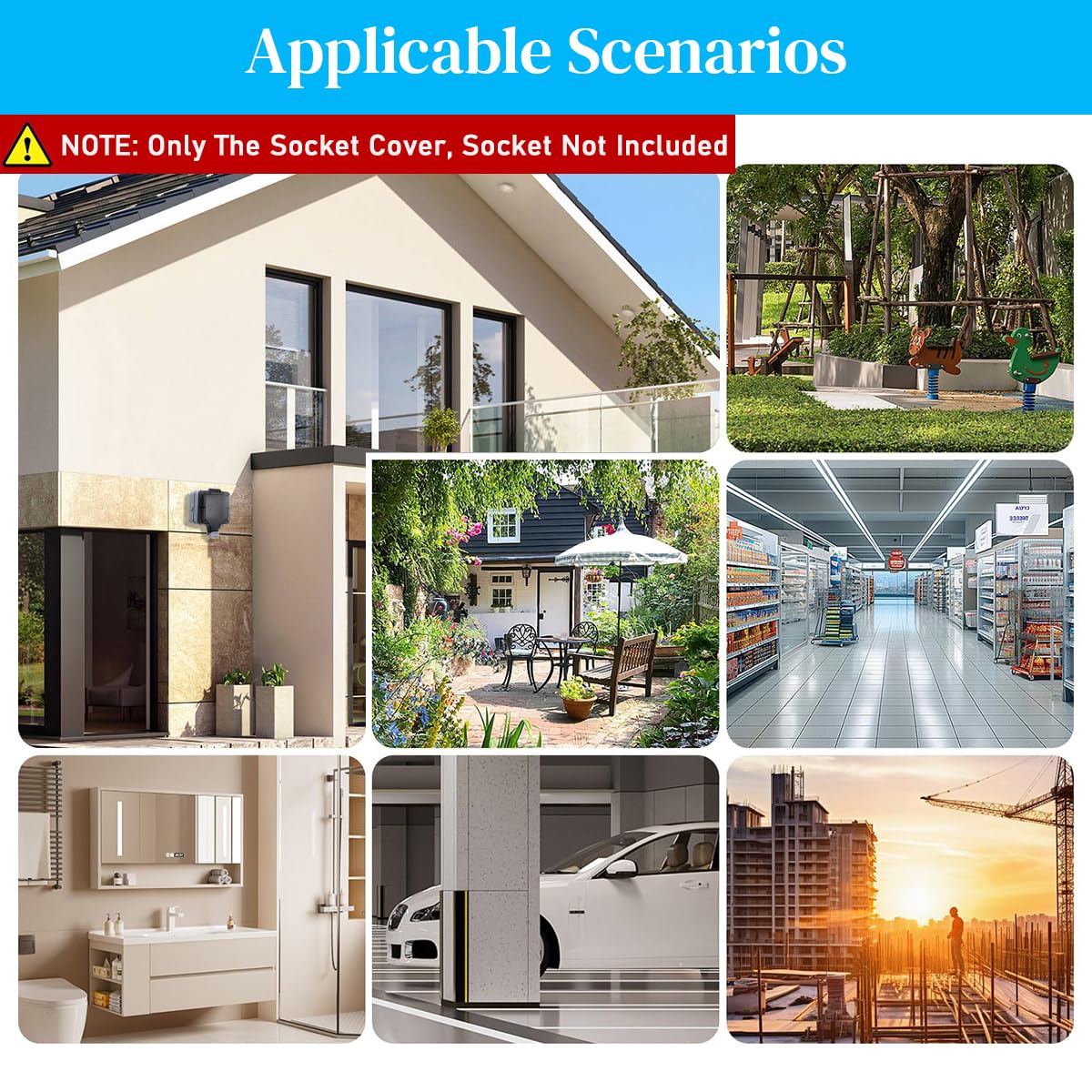 Serplex Waterproof IP66 Black Socket Cover for 86 Type Outdoor Electrical Box | 3PCS ABS